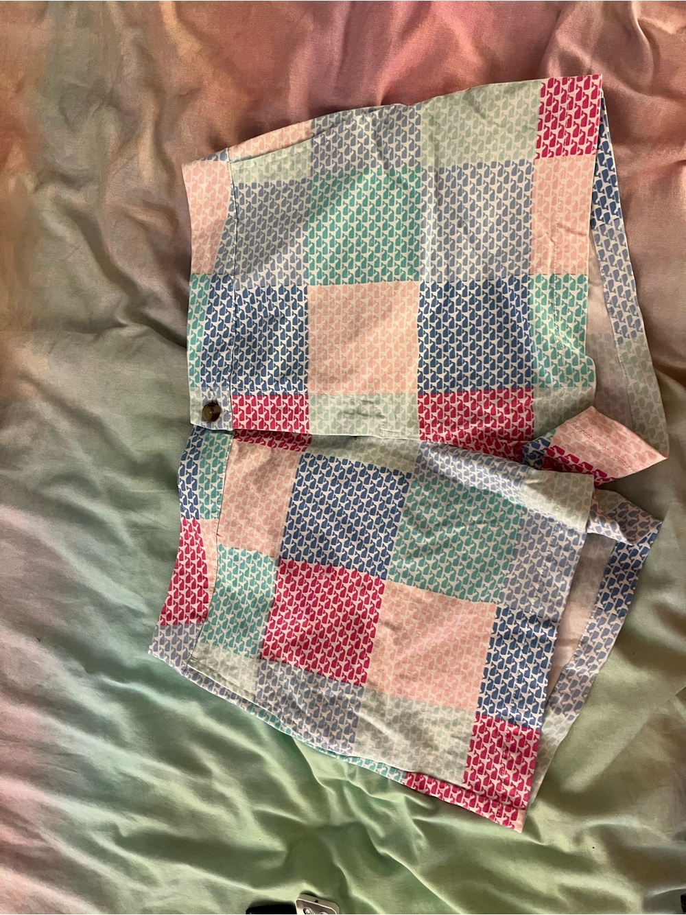 Vineyard Vines Kids Patchwork Checkerboard Shorts - Pink, Blue & Mint